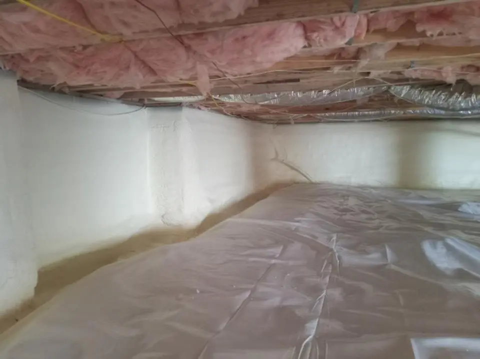 Crawl space encapsulation with closed-cell spray foam for Roof Leak Repair in Spring
